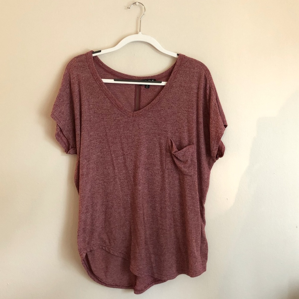 Pocket V-neck Tee with Peekaboo Back